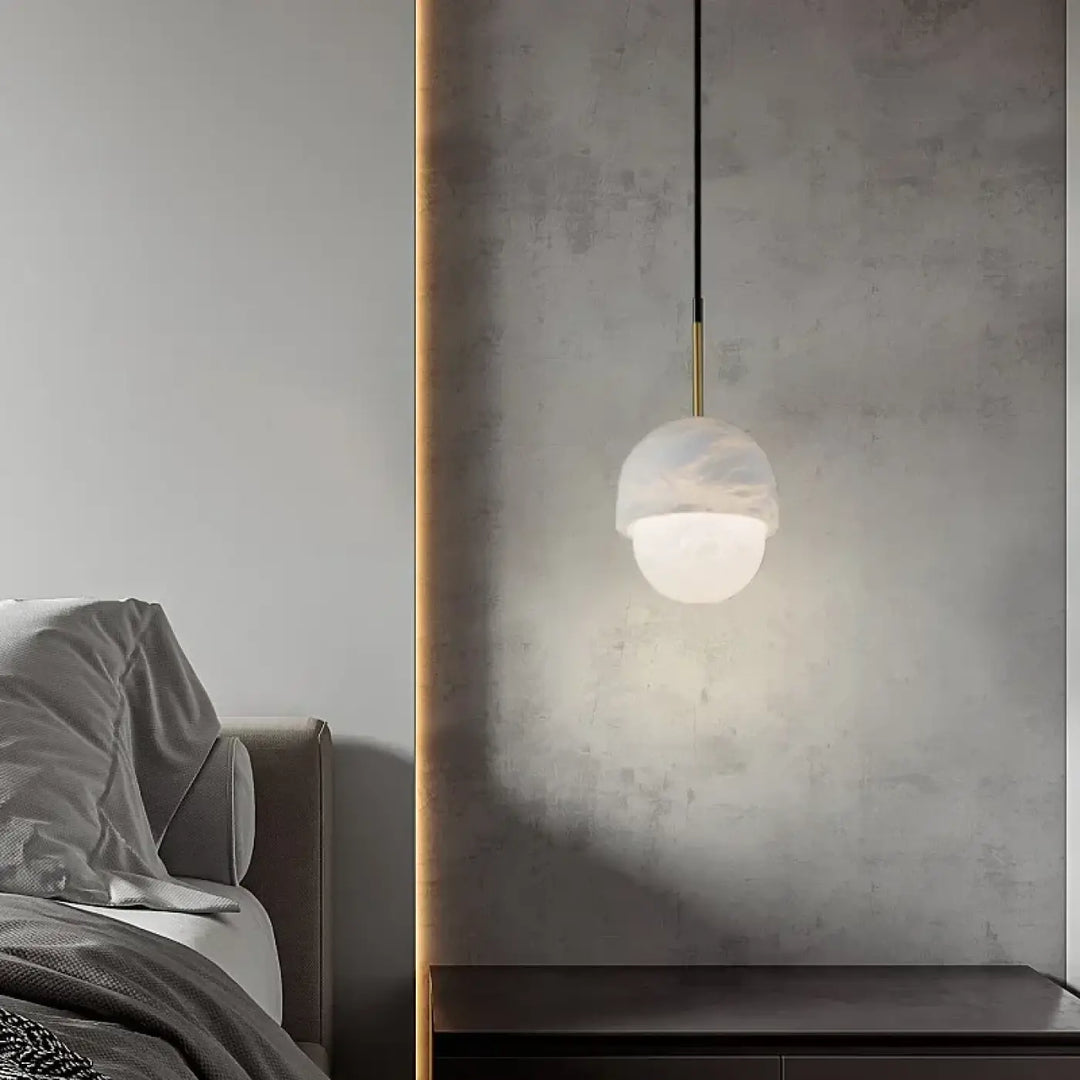 Suspension luminaire blanche en marbre design moderne chic