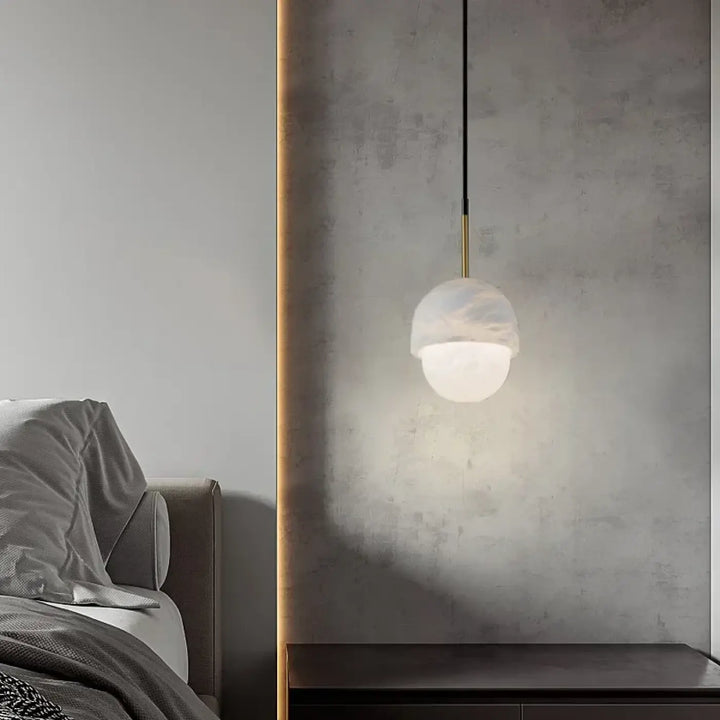 Suspension luminaire blanche en marbre design moderne chic