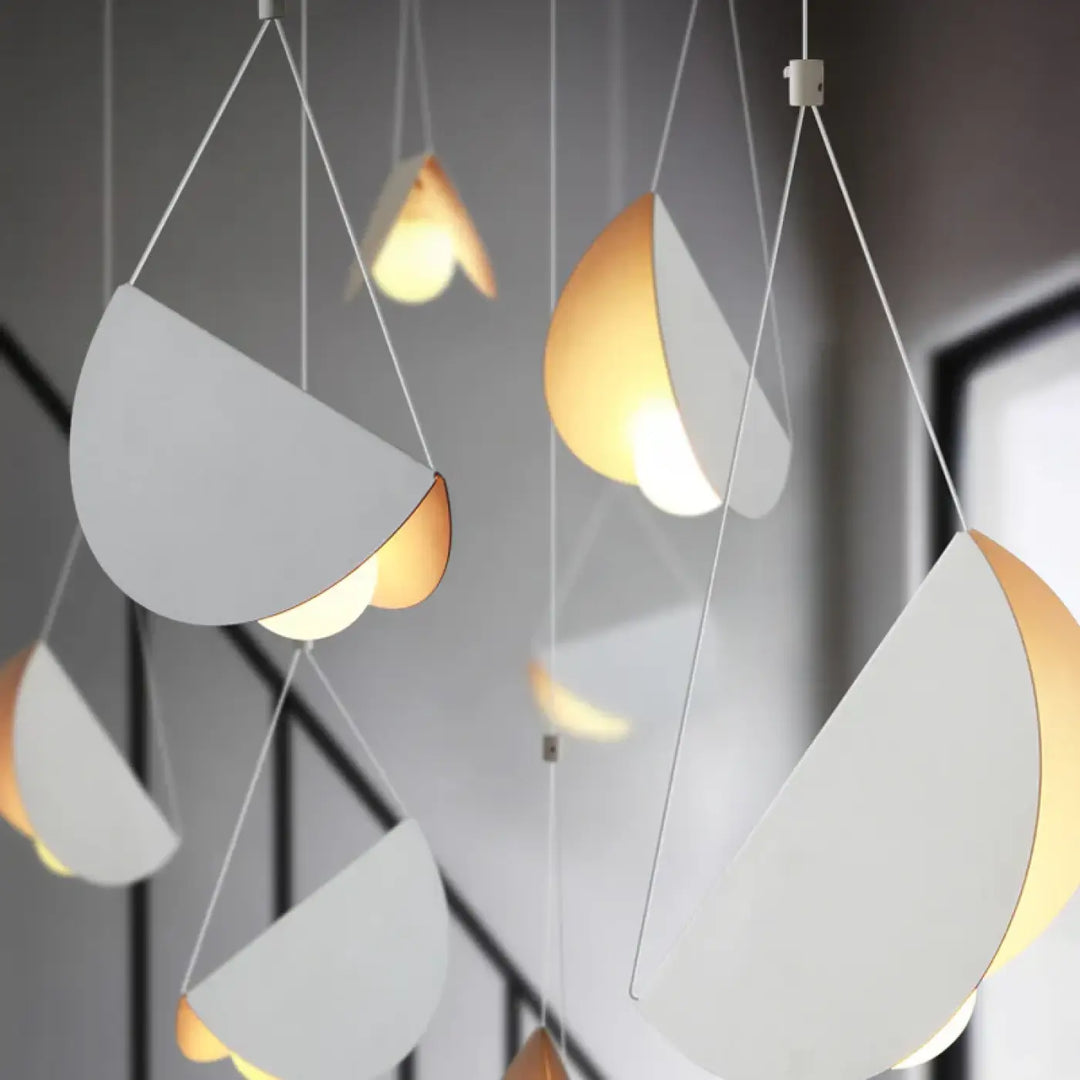 Suspension luminaire blanche en métal style origami