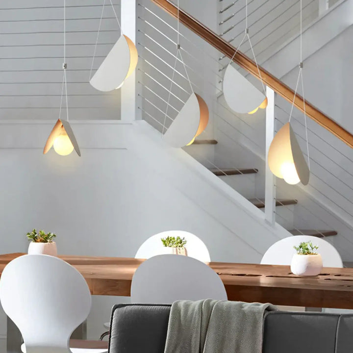 Suspension luminaire blanche en métal style origami
