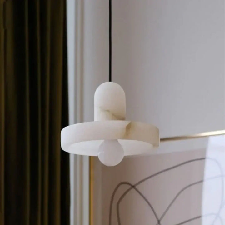 Suspension luminaire blanche moderne en pierre élégante