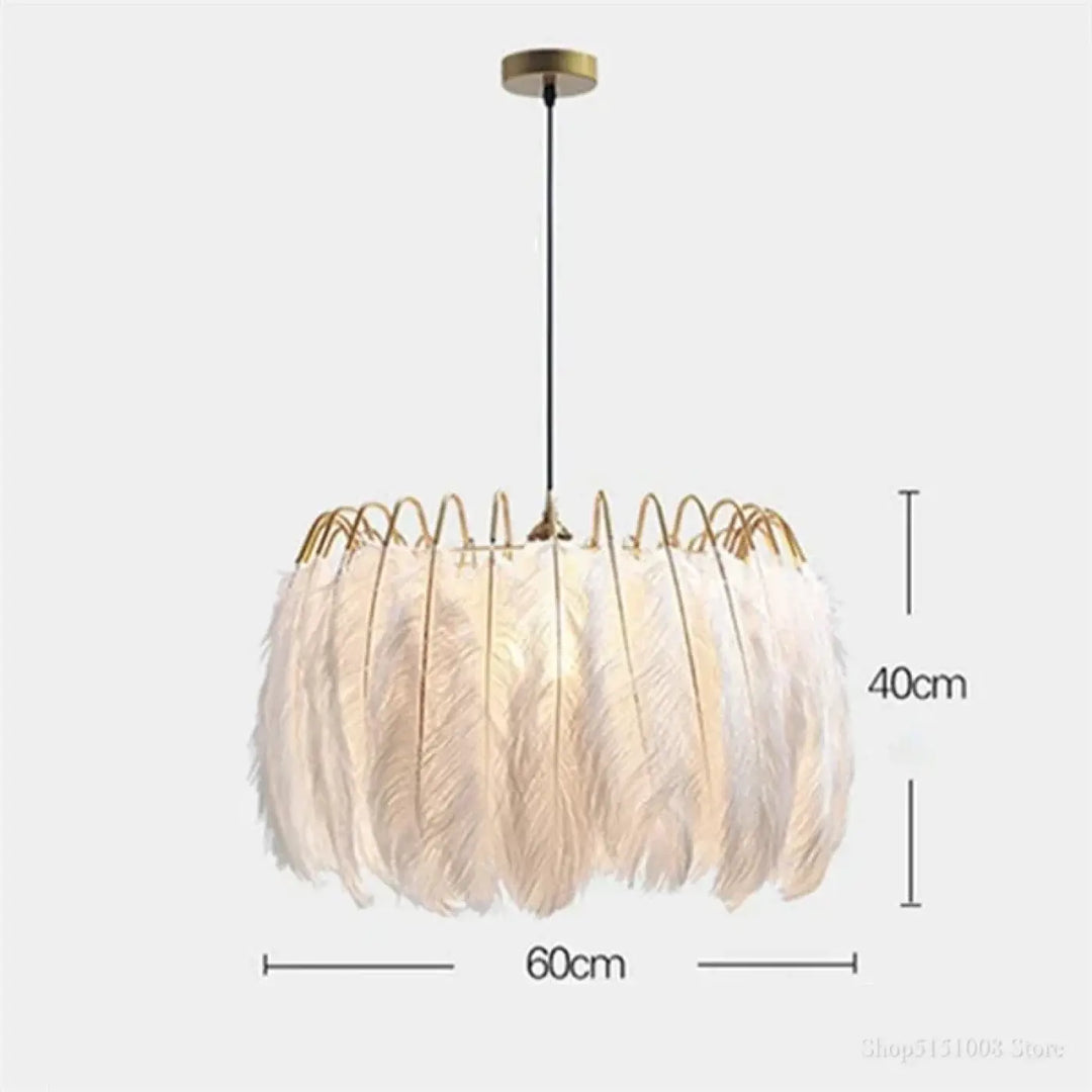 Suspension blanche à plumes style art déco élégance