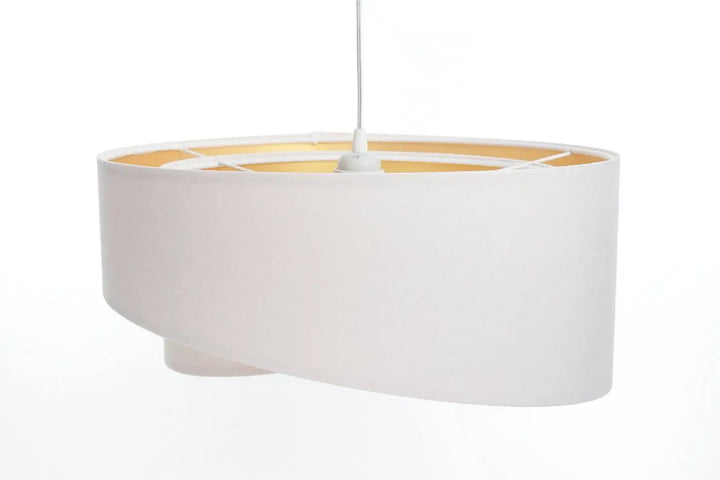Suspension luminaire blanche galaxy auric blanc avec intérieur doré et design minimaliste en forme ovale