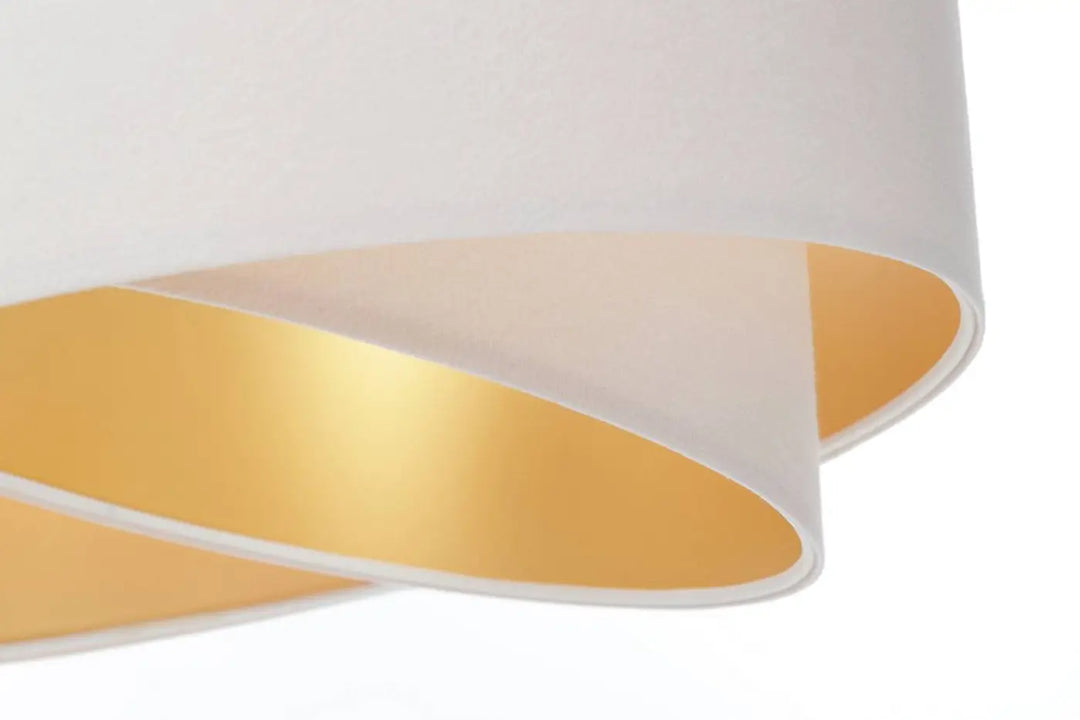 Suspension luminaire blanche galaxy auric avec abat-jour cylindrique blanc et or au design courbé doux
