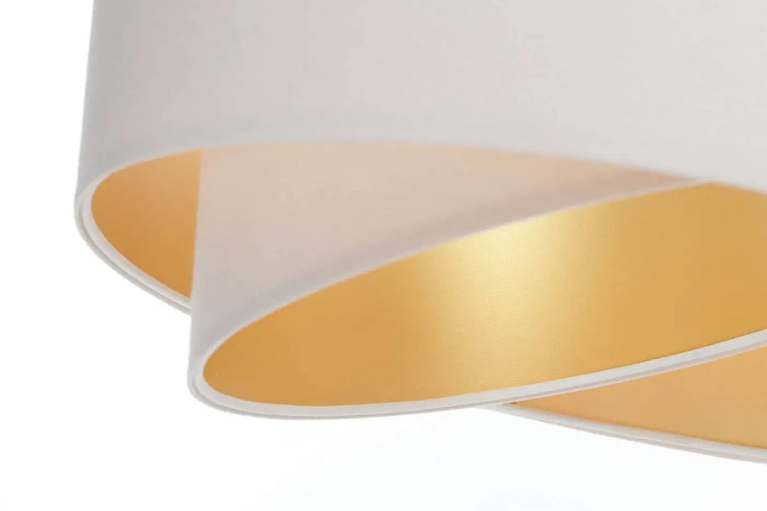 Suspension luminaire galaxy auric blanche avec abat-jour spirale blanc et or au design moderne élégant