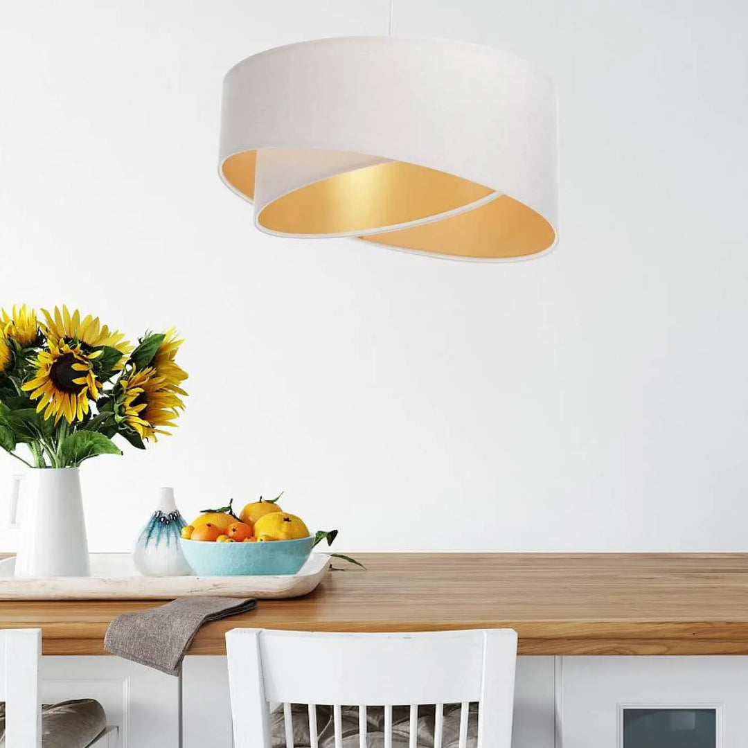 Suspension luminaire blanche galaxy auric en blanc avec design cylindrique superposé moderne en blanc et or
