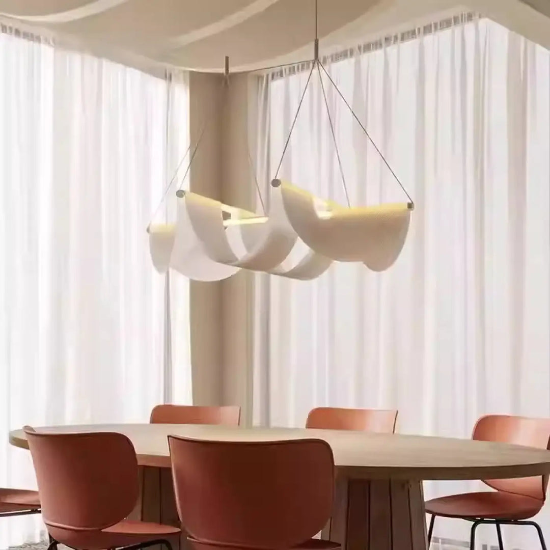 Suspension luminaire blanche en tissu pour salle à manger moderne