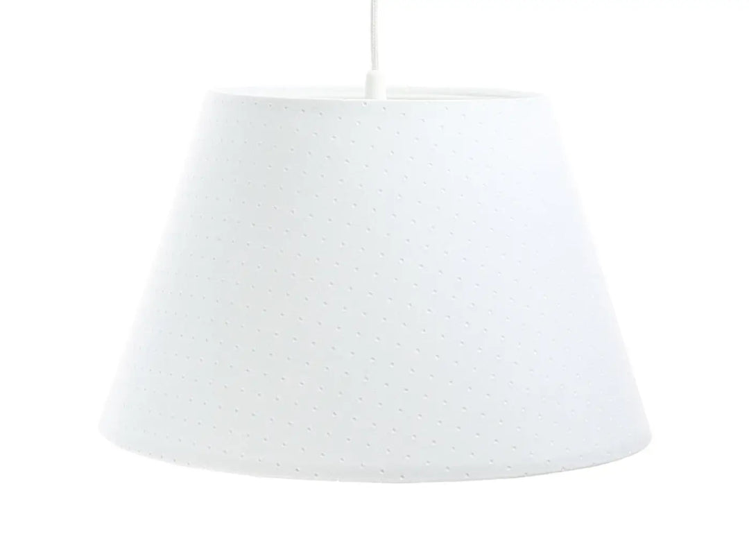 Suspension luminaire blanche bell jasmin avec abat-jour blanc texturé à motif à pois subtil