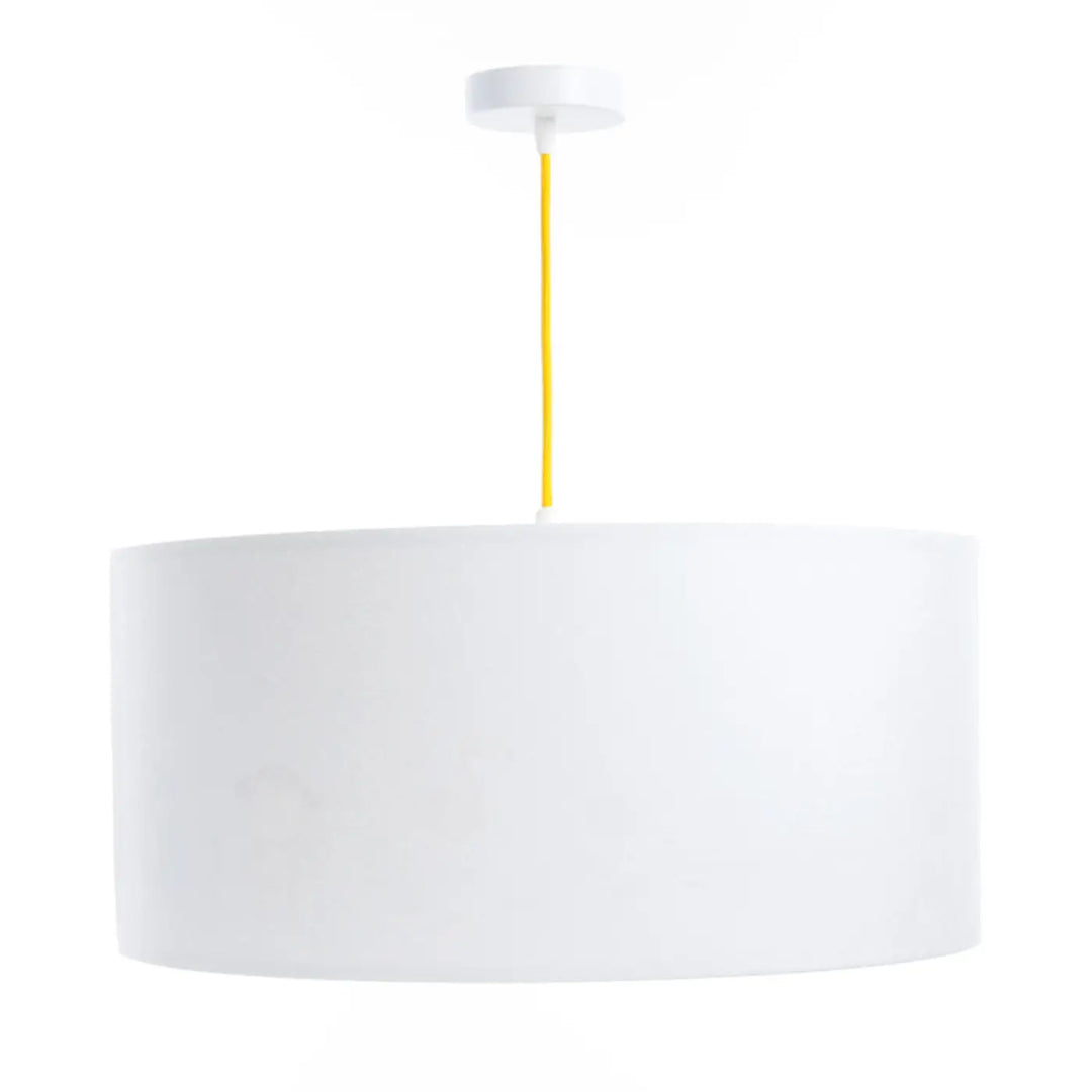 Suspension luminaire blanc avec corde jaune et fixation plafond blanc aux adorables animaux aux adorables