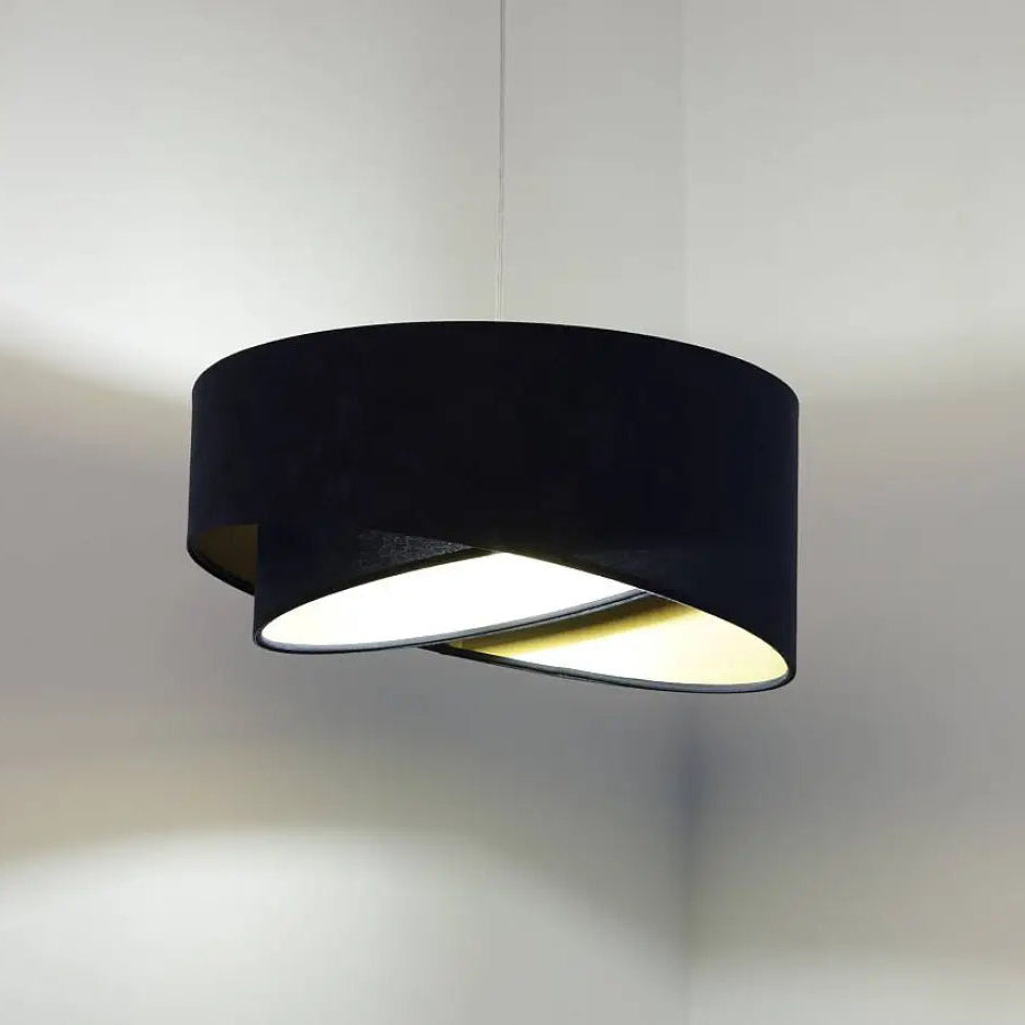 Suspension bleu marine cylindrique en velours avec design moderne et lumière intérieure chaude galaxY auric