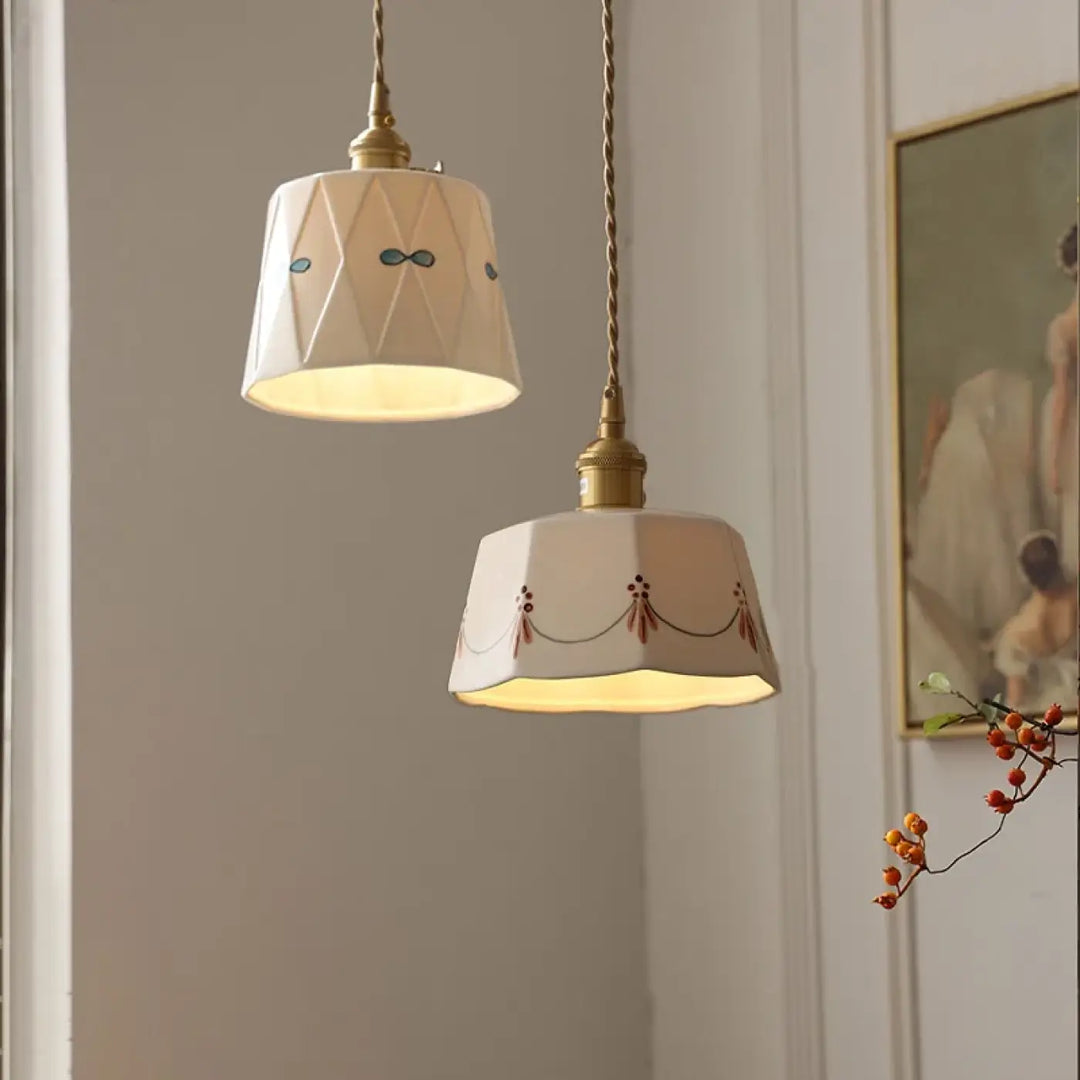 Suspension luminaire bohème en céramique décorative style naturel