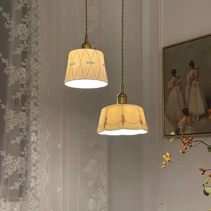 Suspension luminaire bohème en céramique décorative style naturel