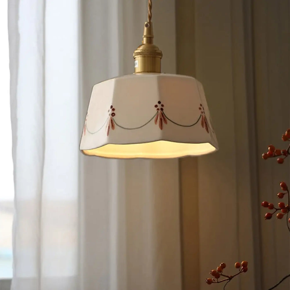 Suspension luminaire bohème en céramique décorative style naturel