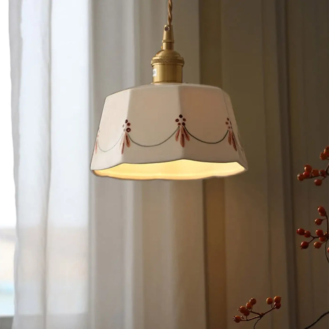 Suspension luminaire bohème en céramique décorative style naturel