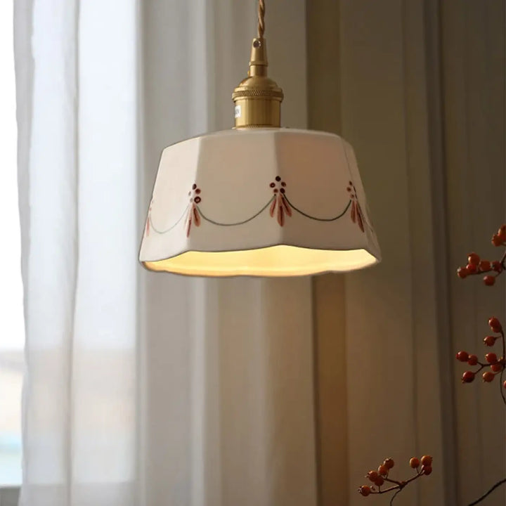 Suspension luminaire bohème en céramique décorative style naturel