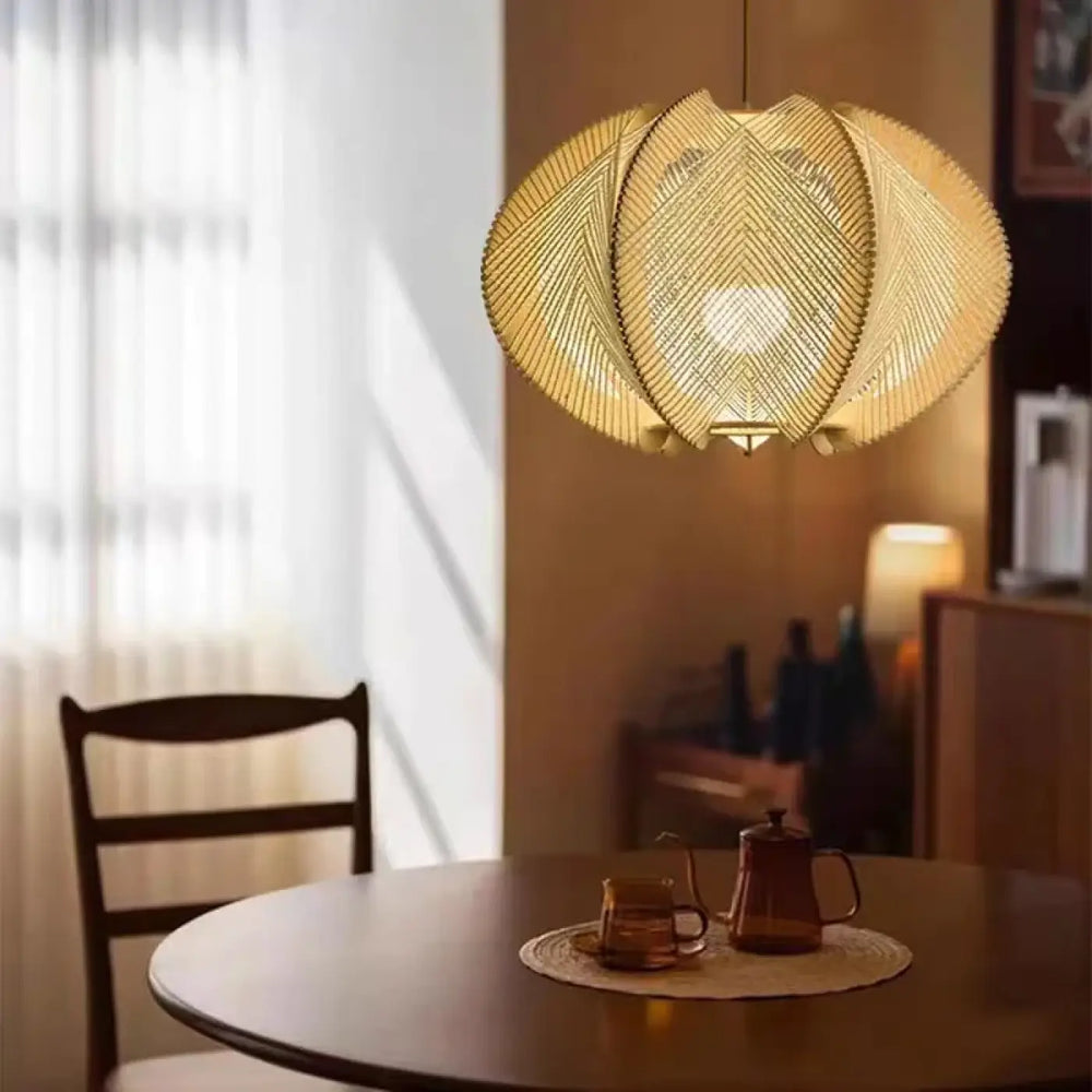 Suspension luminaire bohème élégante en fibres tressées
