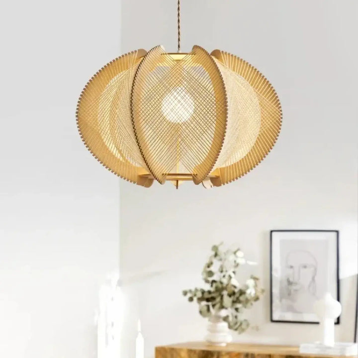 Suspension luminaire bohème élégante en fibres tressées