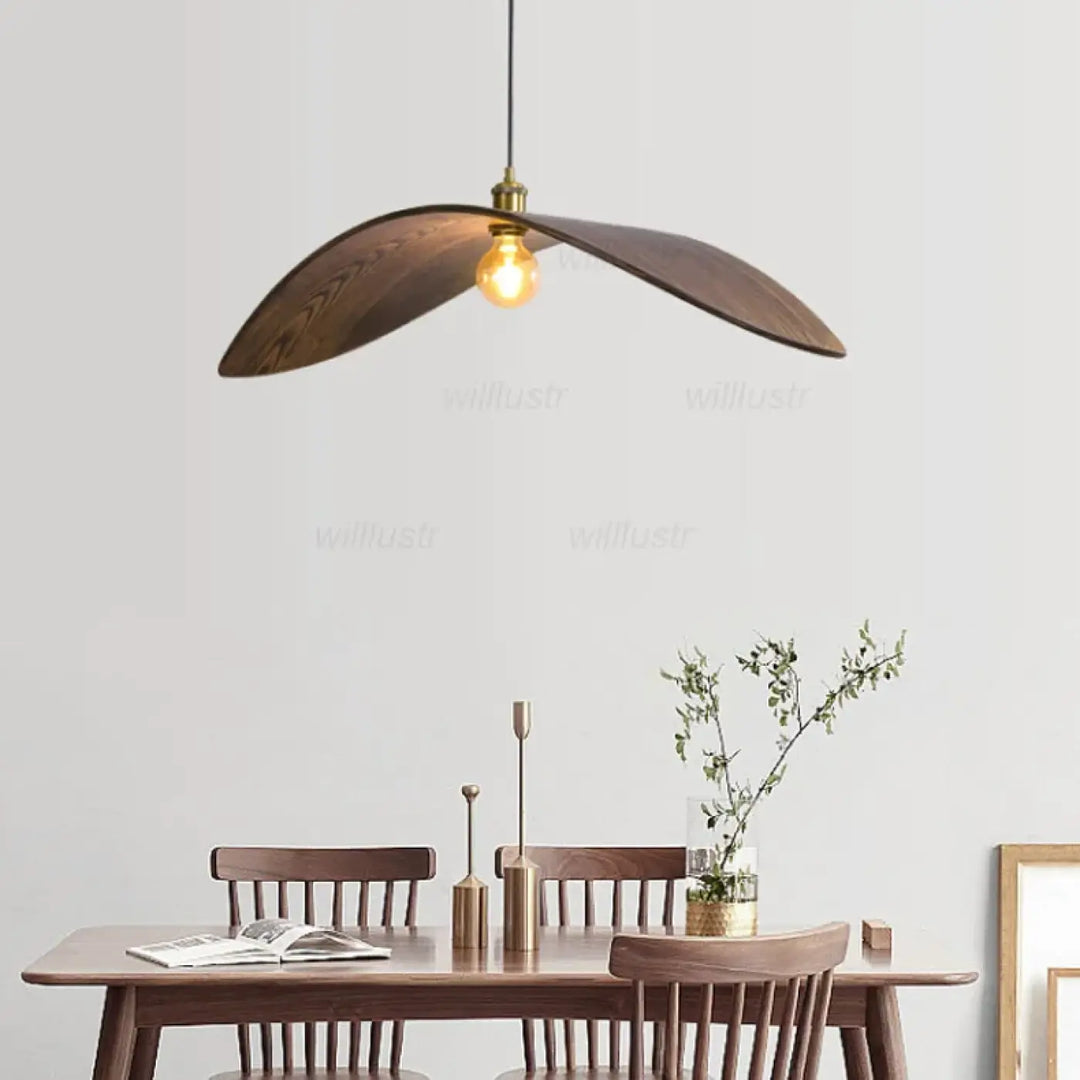 Suspension en bois avec abat‑jour élégant naturel chic