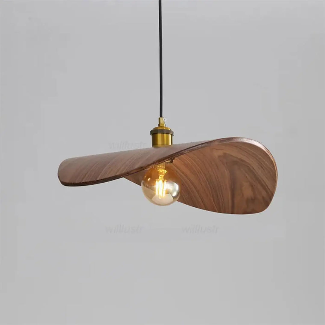 Suspension en bois avec abat‑jour élégant naturel chic