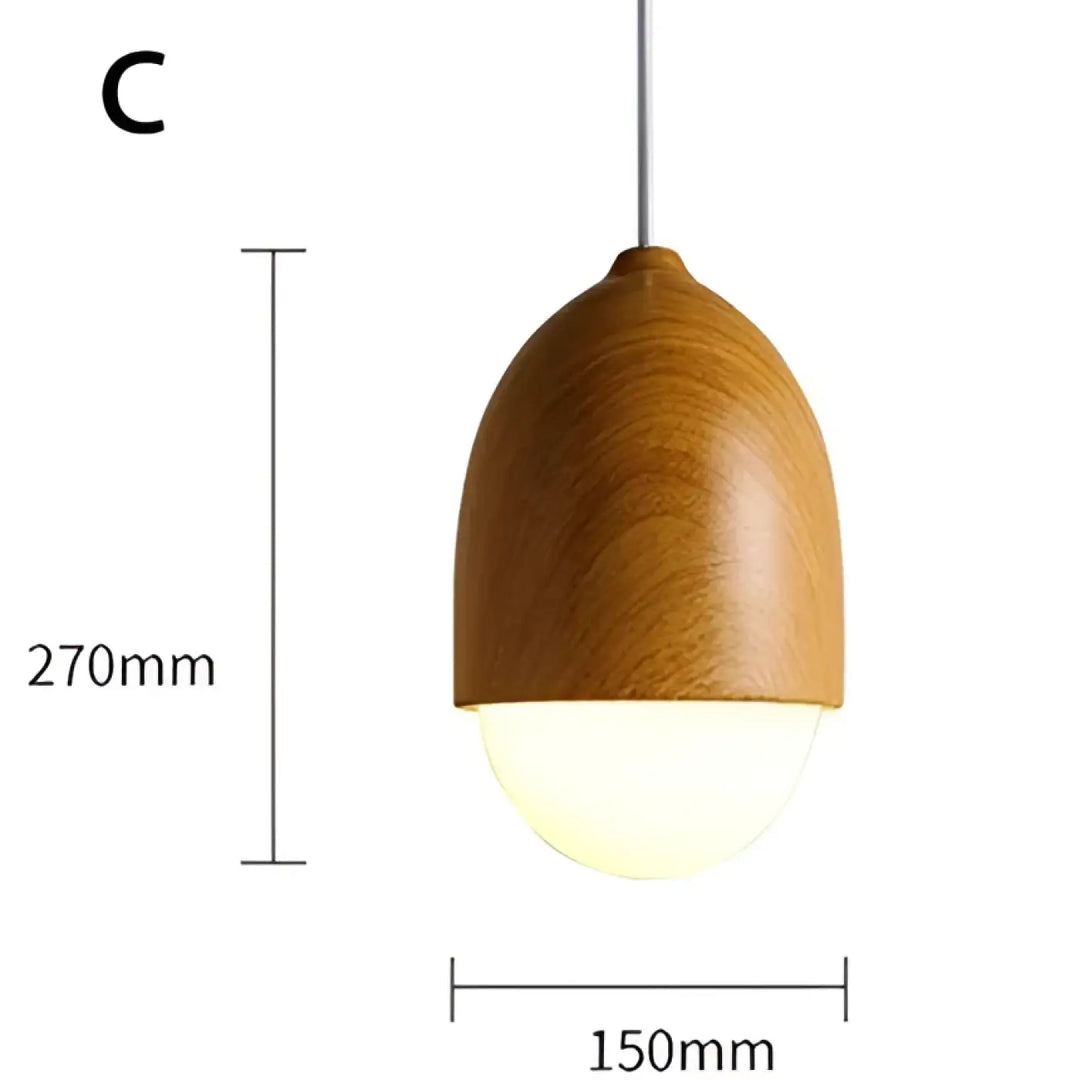 Suspension luminaire en bois avec lumière blanche au style naturel