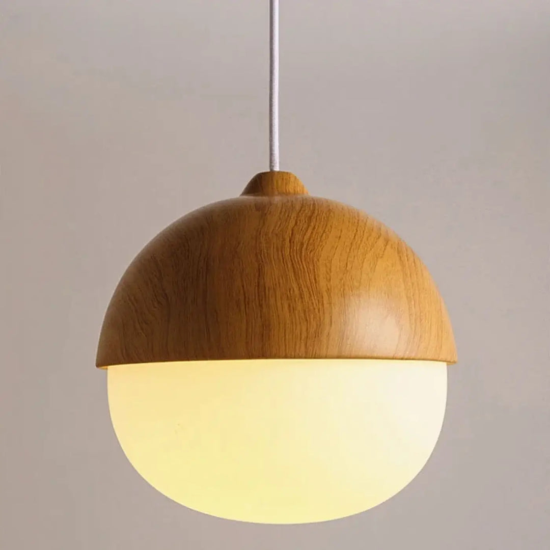 Suspension luminaire en bois avec lumière blanche au style naturel