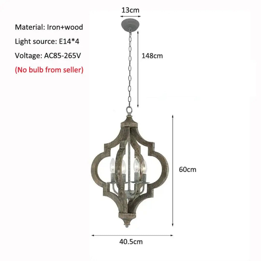 Suspension en bois et métal lanterne style rustique moderne