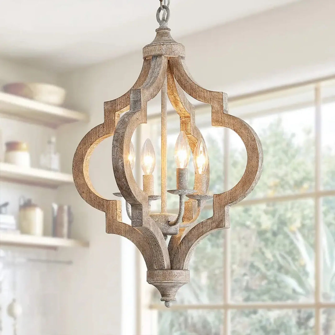 Suspension en bois et métal lanterne style rustique moderne