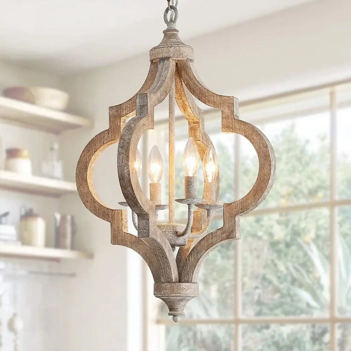 Suspension en bois et métal lanterne style rustique moderne
