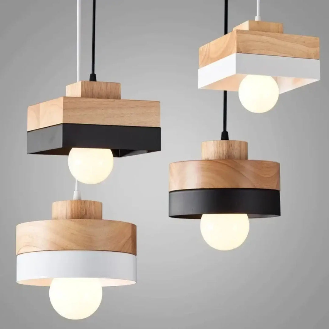 Suspension luminaire en bois minimaliste et scandinave