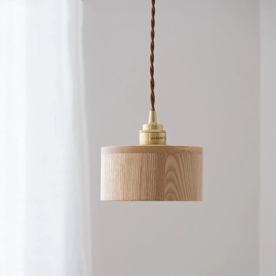 Suspension bois noyer et cuivre minimaliste élégant