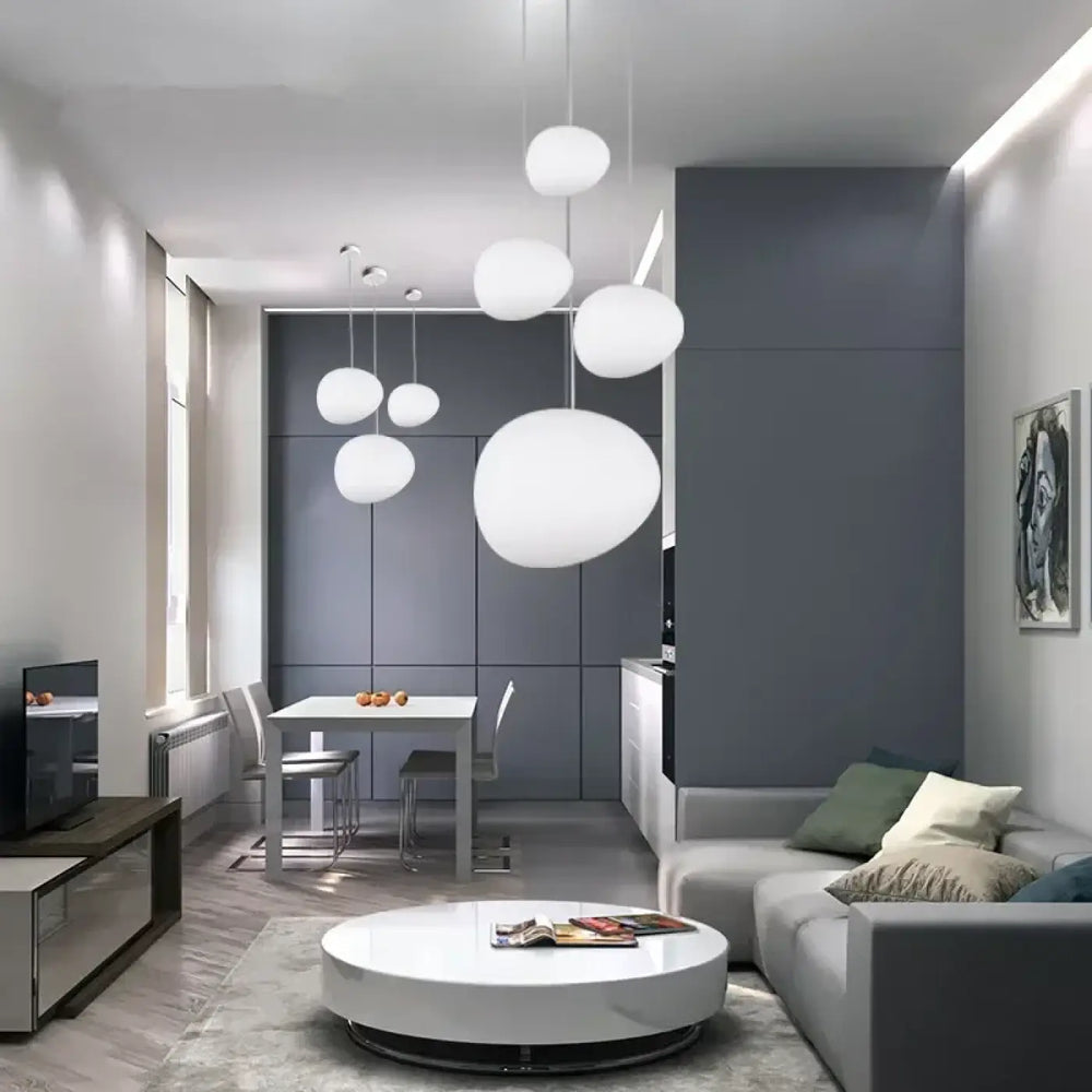 Suspension luminaire boule blanche à LED pour intérieur moderne

