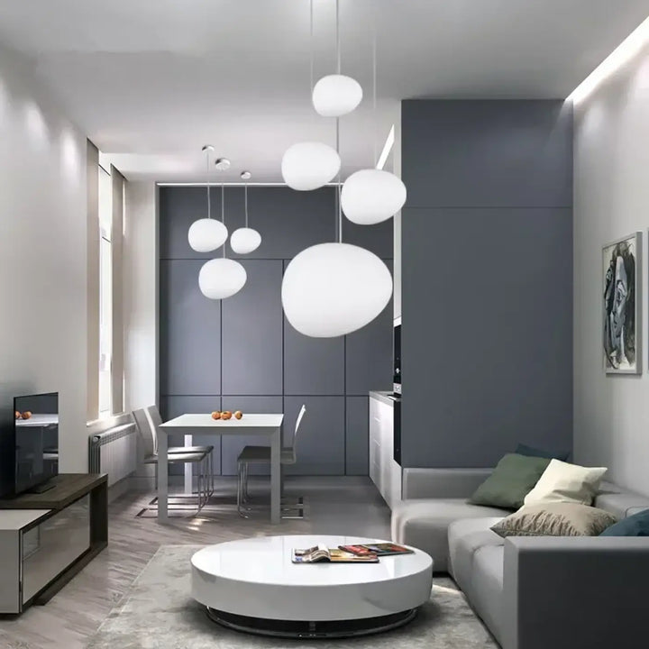 Suspension luminaire boule blanche à LED pour intérieur moderne

