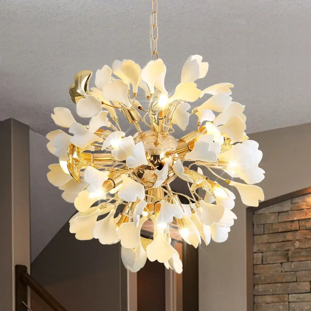 Suspension Luminaire En Boule Avec Des Pétales Design Doré