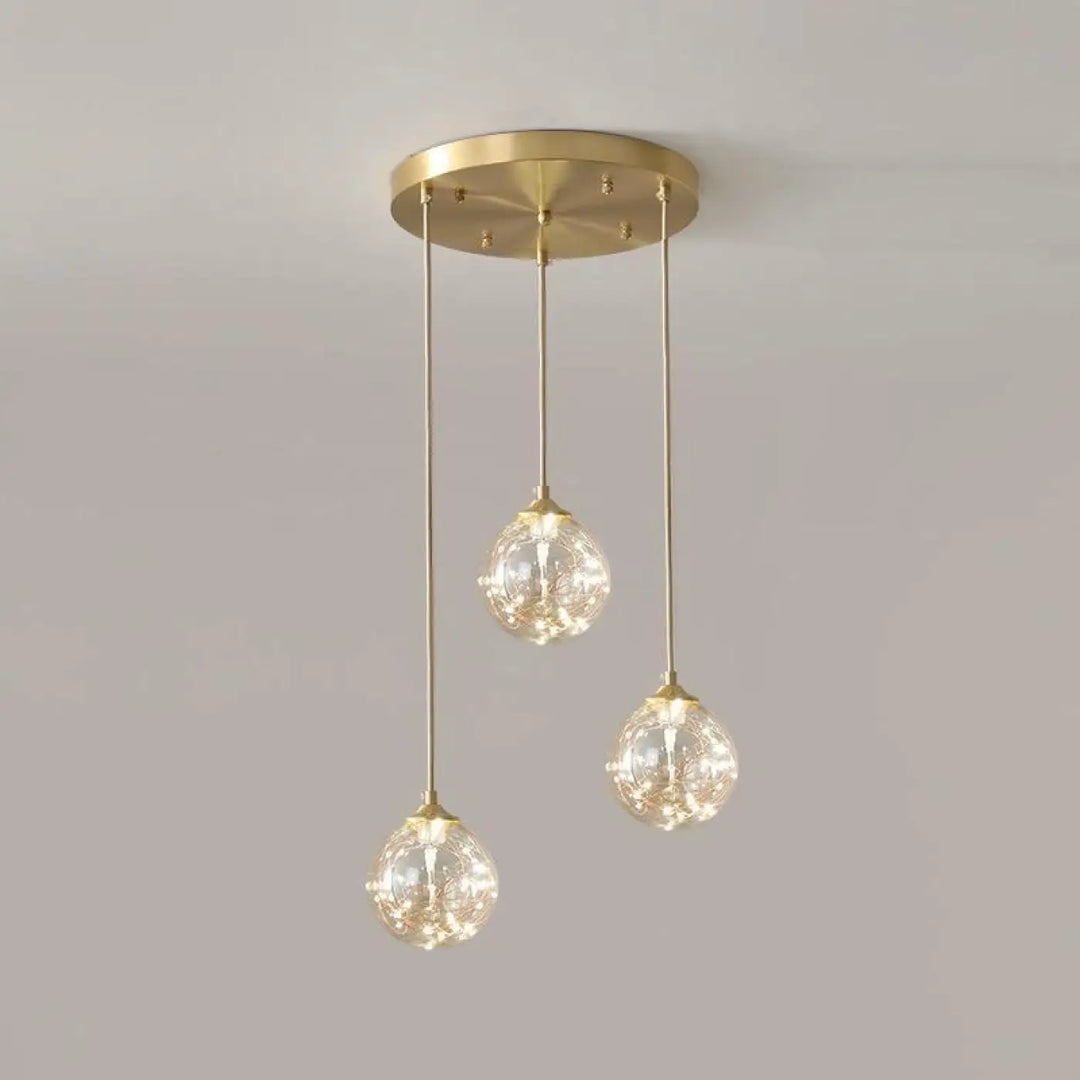 Suspension Luminaire Boule Verre Transparent Doré