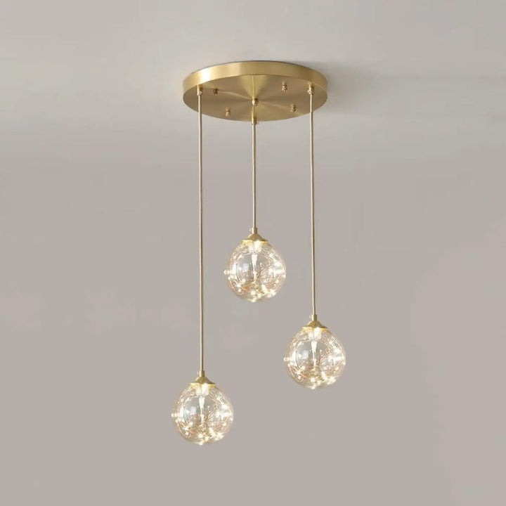 Suspension Luminaire Boule Verre Transparent Doré