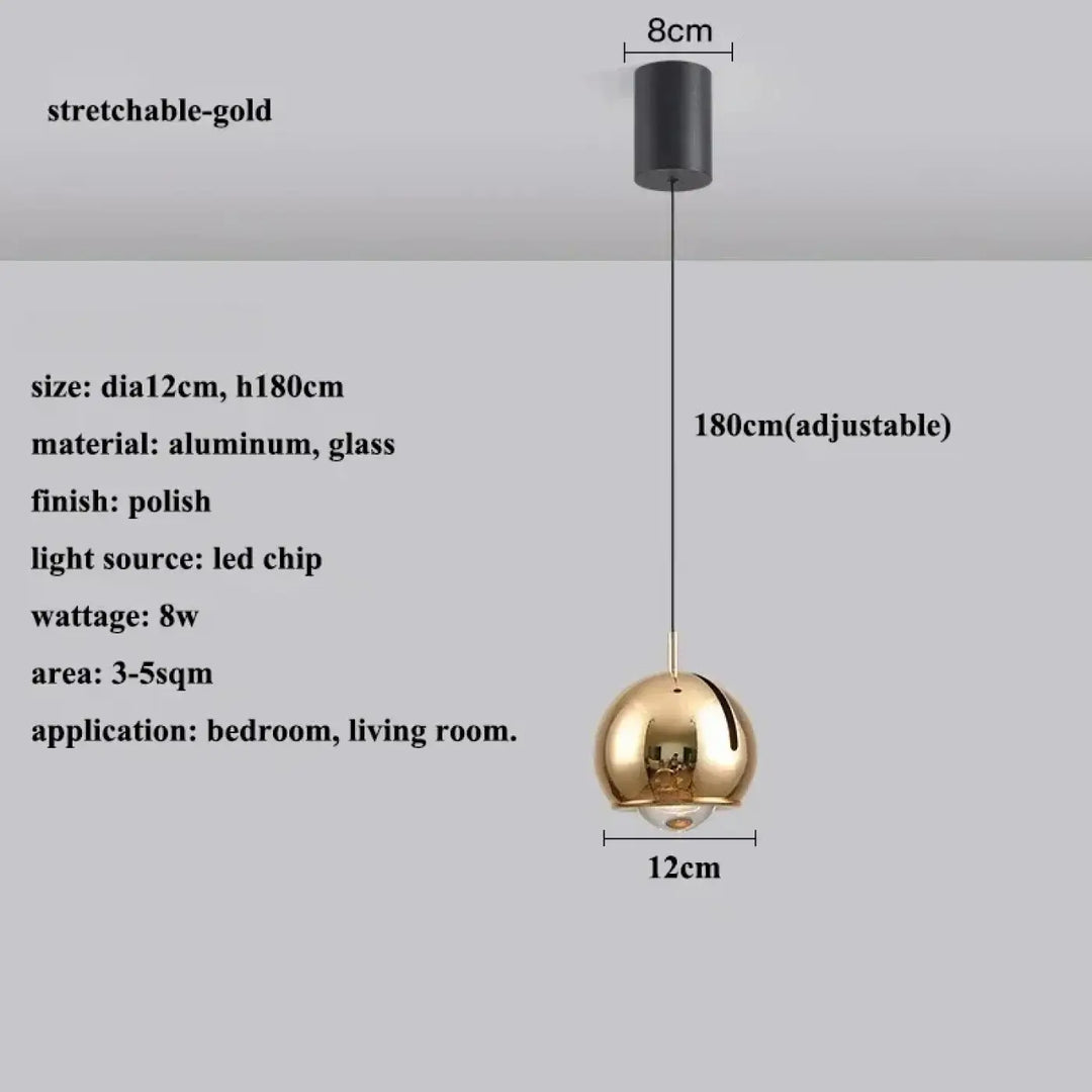 Suspension luminaire boule en verre effet miroir contemporain