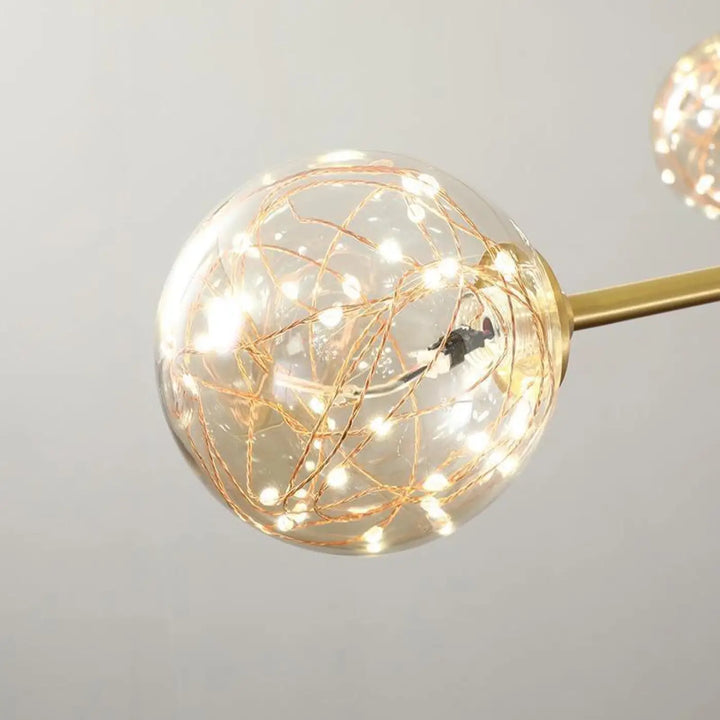 Suspension Luminaire Boule Verre Transparent Doré