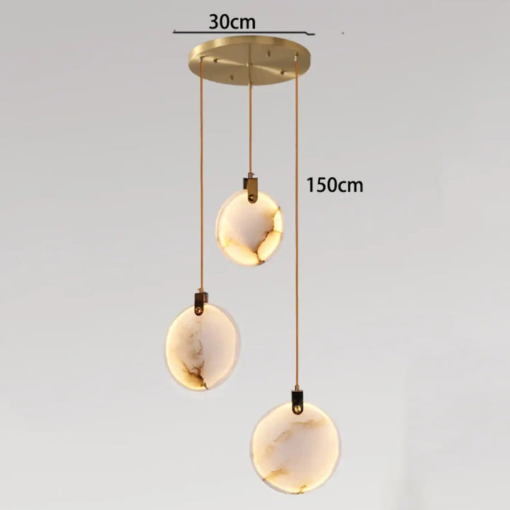 Suspension luminaire cascade en albâtre blanc élégant