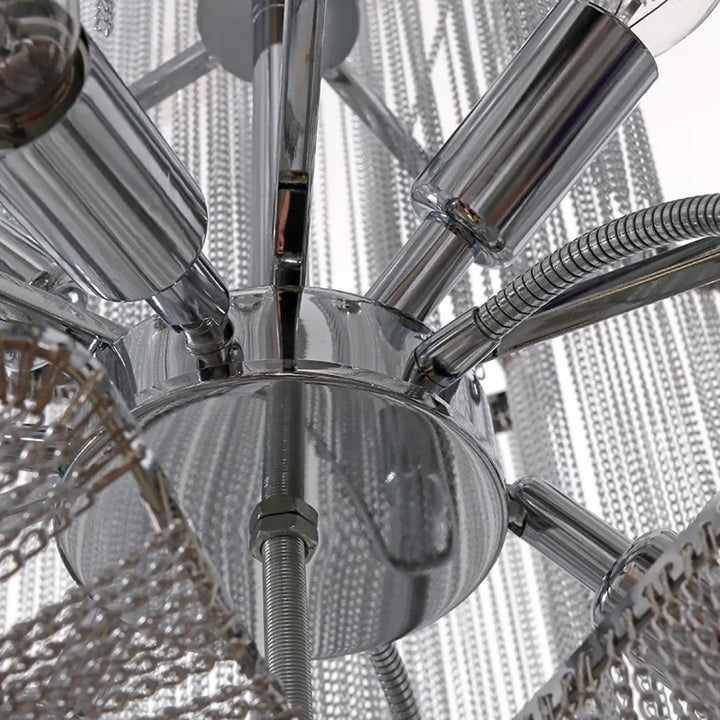 Suspension luminaire cascade chaînettes métalliques style art déco