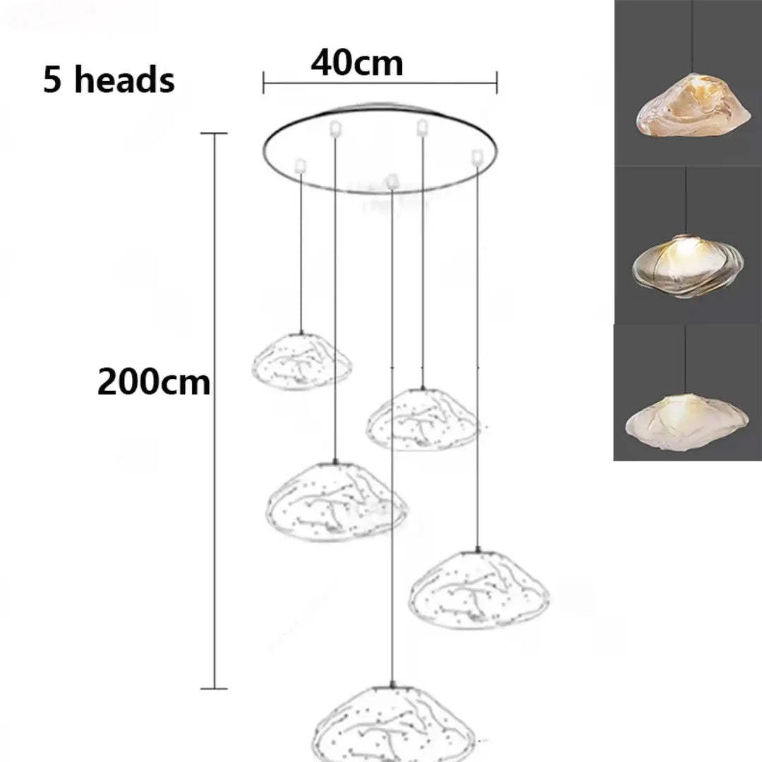Suspension luminaire cascade en verre organique moderne
