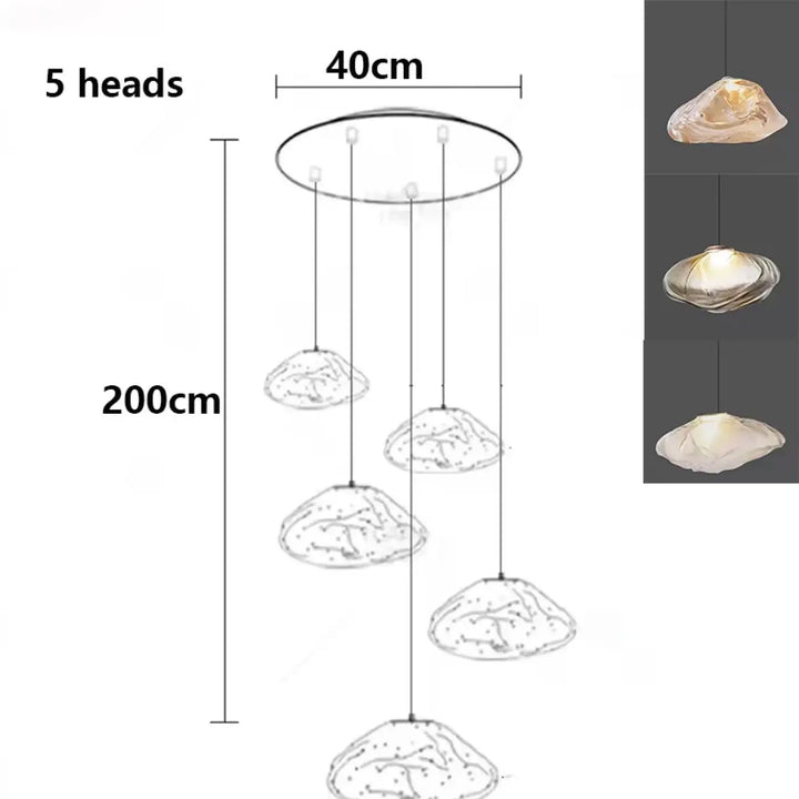 Suspension luminaire cascade en verre organique moderne