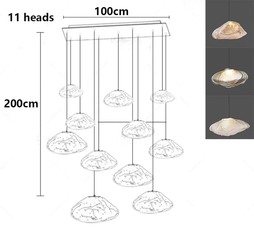 Suspension luminaire cascade en verre organique moderne