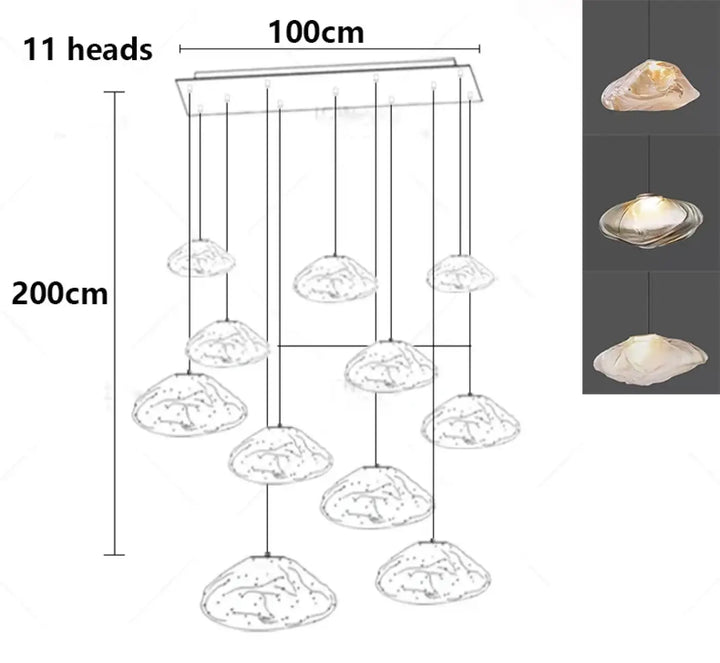 Suspension luminaire cascade en verre organique moderne