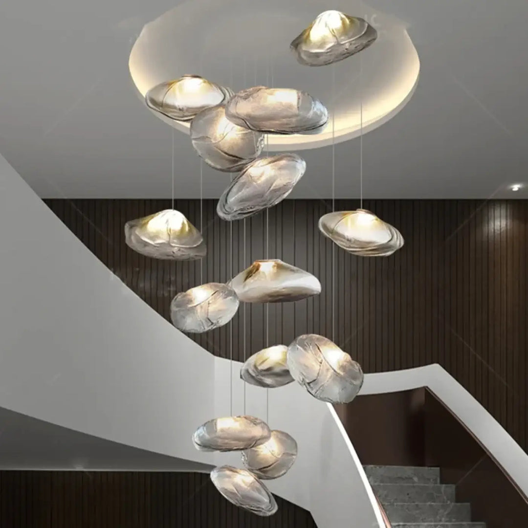 Suspension luminaire cascade en verre organique moderne