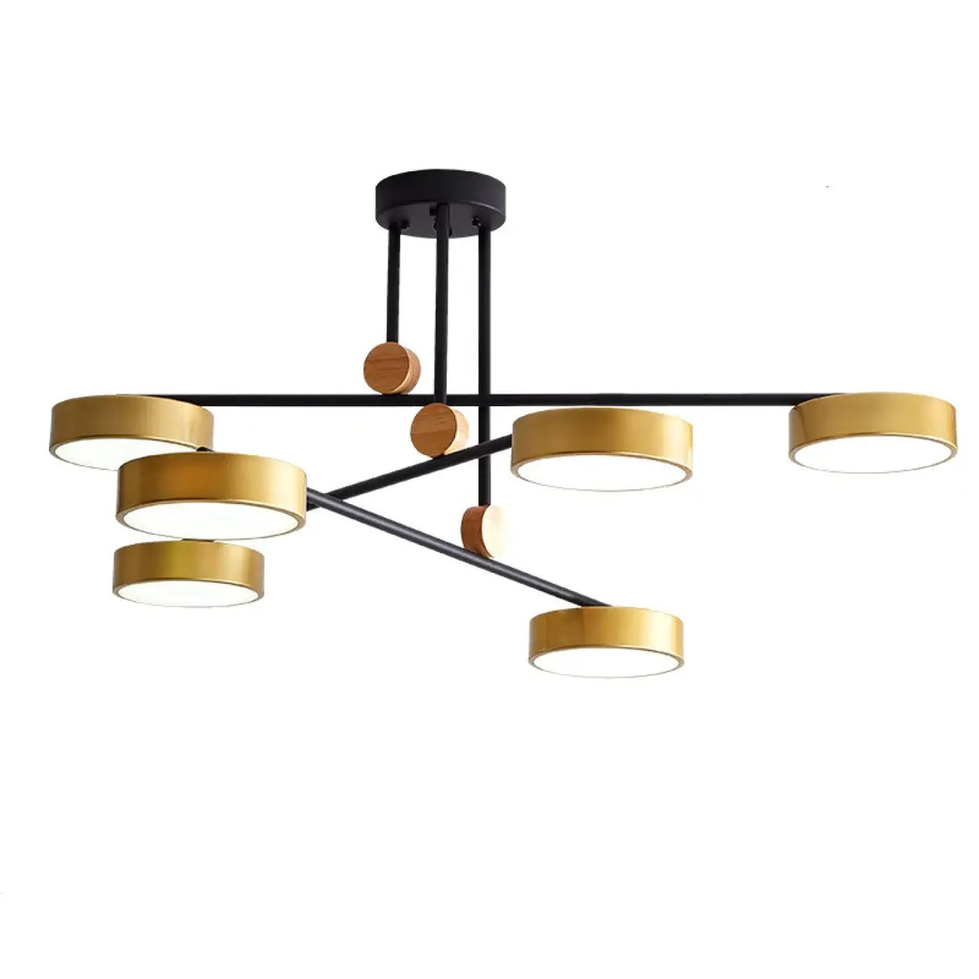 Suspension luminaire chic avec détails en bois et métal pour salon