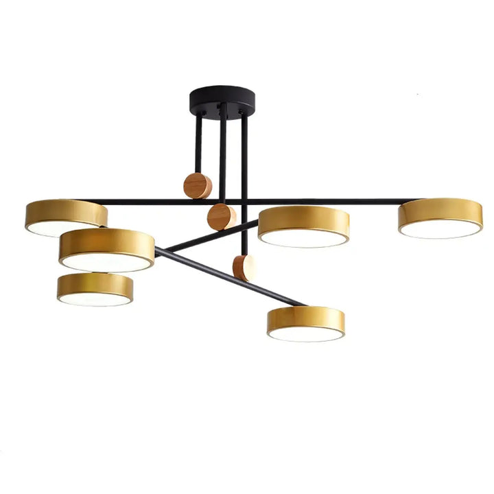 Suspension luminaire chic avec détails en bois et métal pour salon