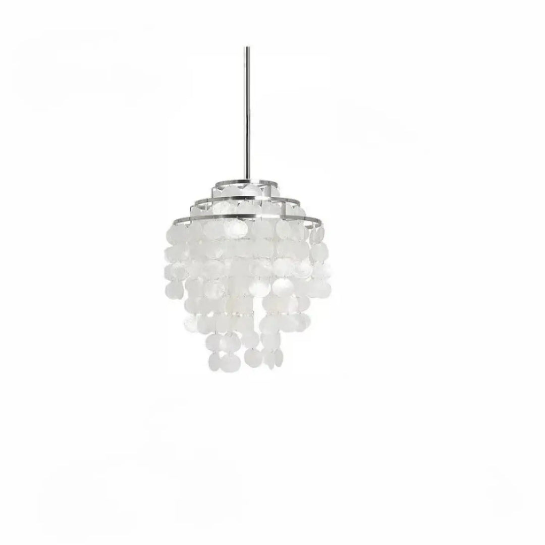 Suspension luminaire capizia blanc en coquillage avec métal chromé et design en cascade élégant suspension luminaire chic
