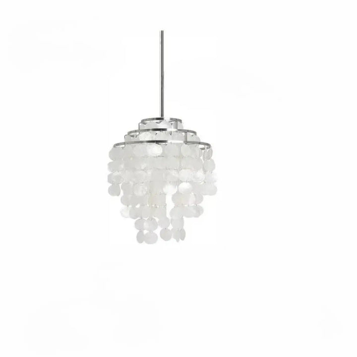 Suspension luminaire capizia blanc en coquillage avec métal chromé et design en cascade élégant suspension luminaire chic