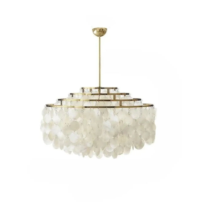 Suspension luminaire capizia élégante lampe suspendue coquillage blanc cadre métal doré 90-260v chaînes suspendues