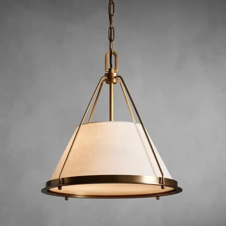 Suspension luminaire axon avec cadre en laiton et abat-jour en tissu ivoire pour un luminaire chic suspension